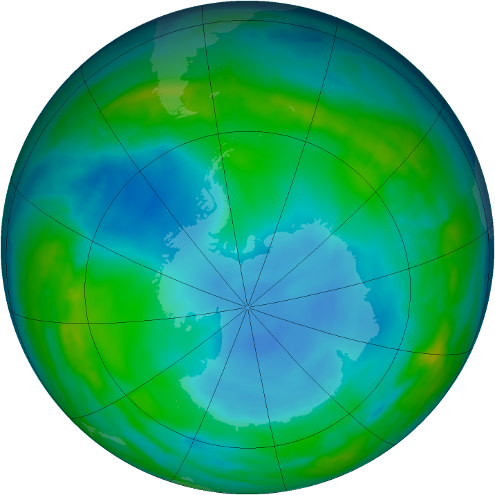 Antarctic ozone map for 01 June 2014